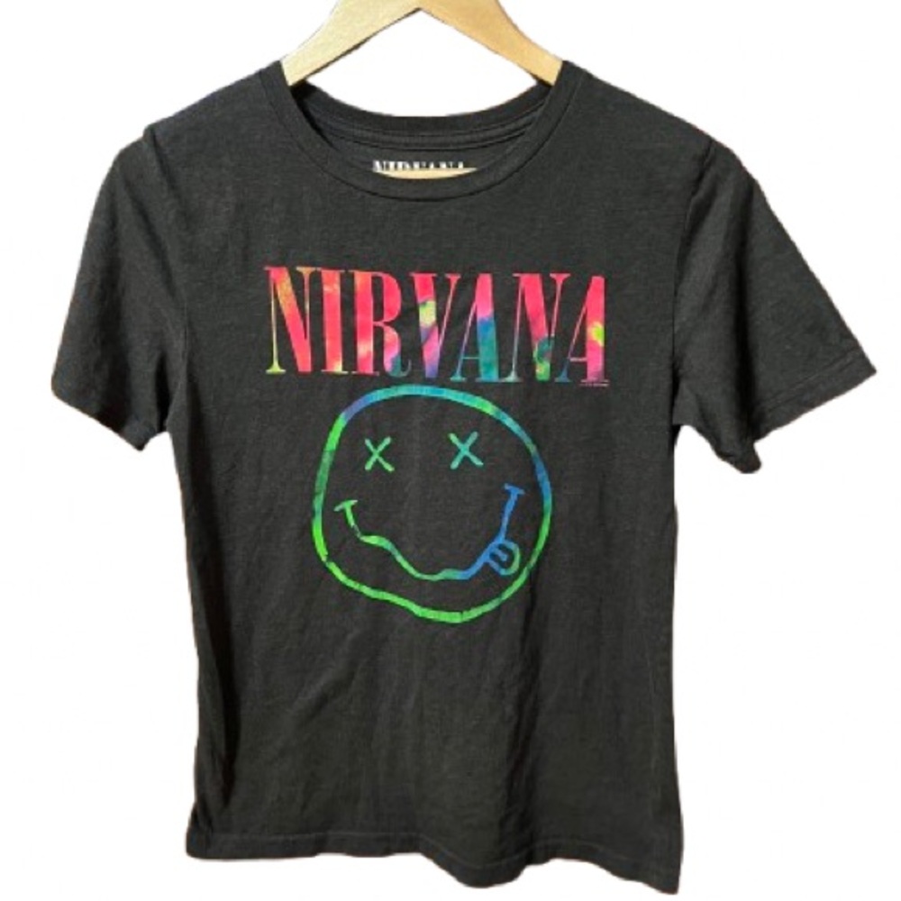 NIRVANA Black Tee with Colorful Logo Size Small
